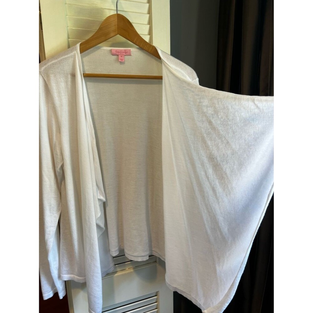 Lilly Pulitzer White Open-Front Draped Cardigan - Picture 3 of 5